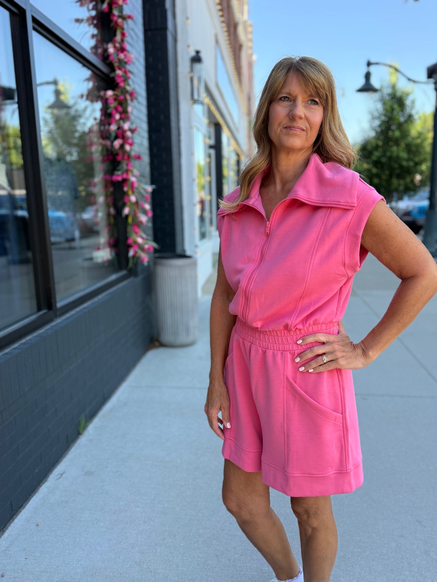 Hot Pink Athletic Romper