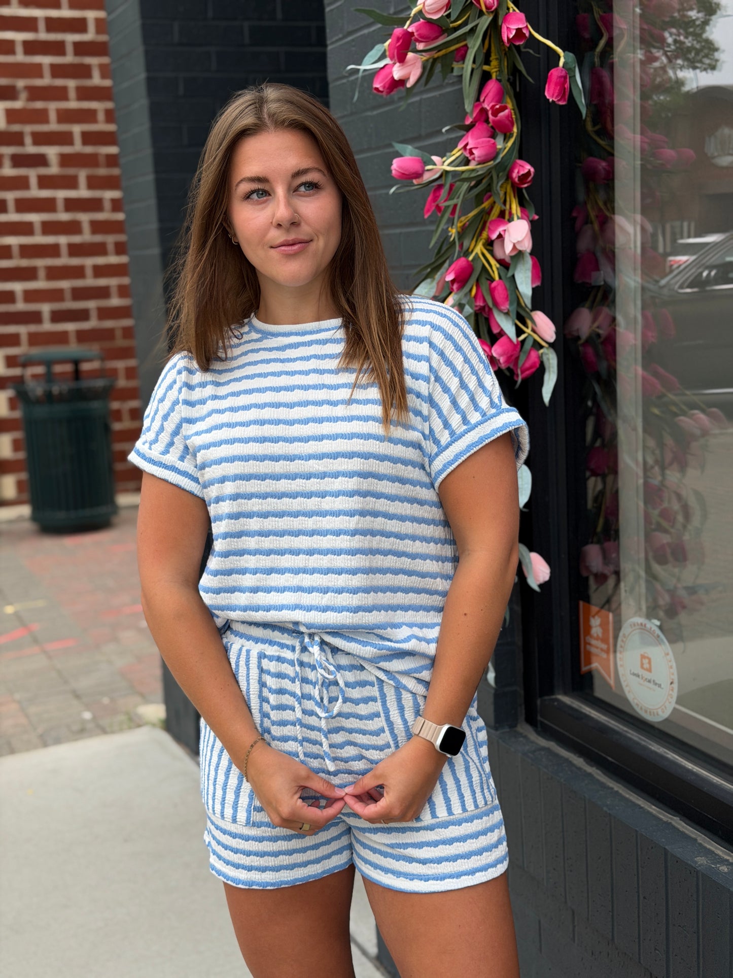 Blue Stripe Knit Set