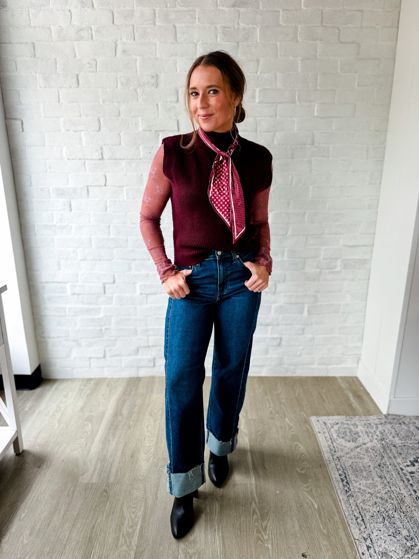 Plum Mock Neck Sweater Tank