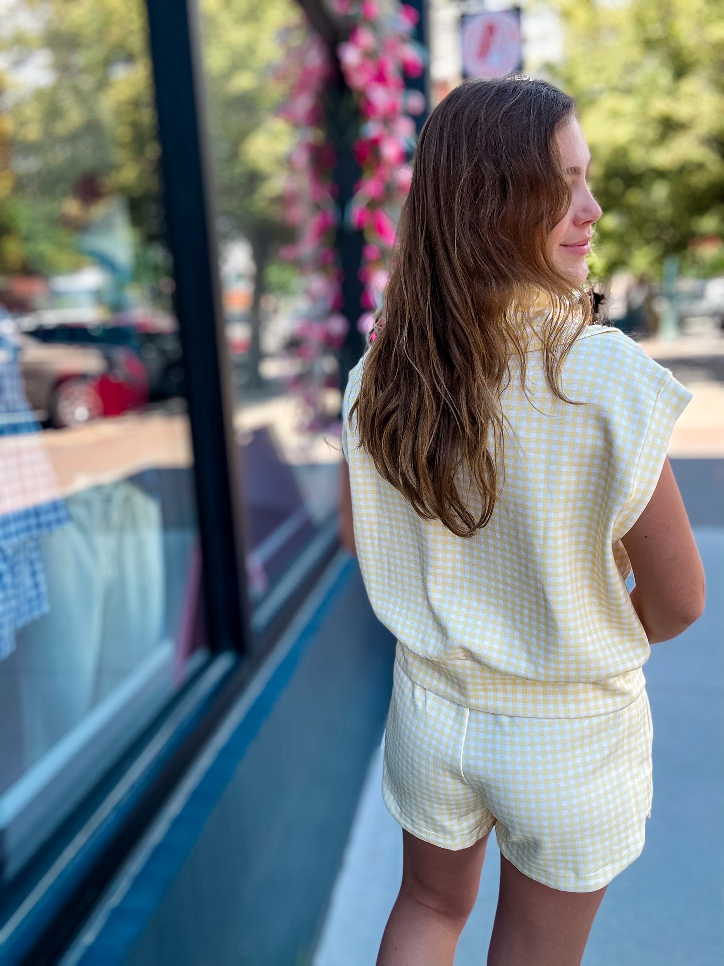 Yellow Gingham Zip Top + Shorts Set