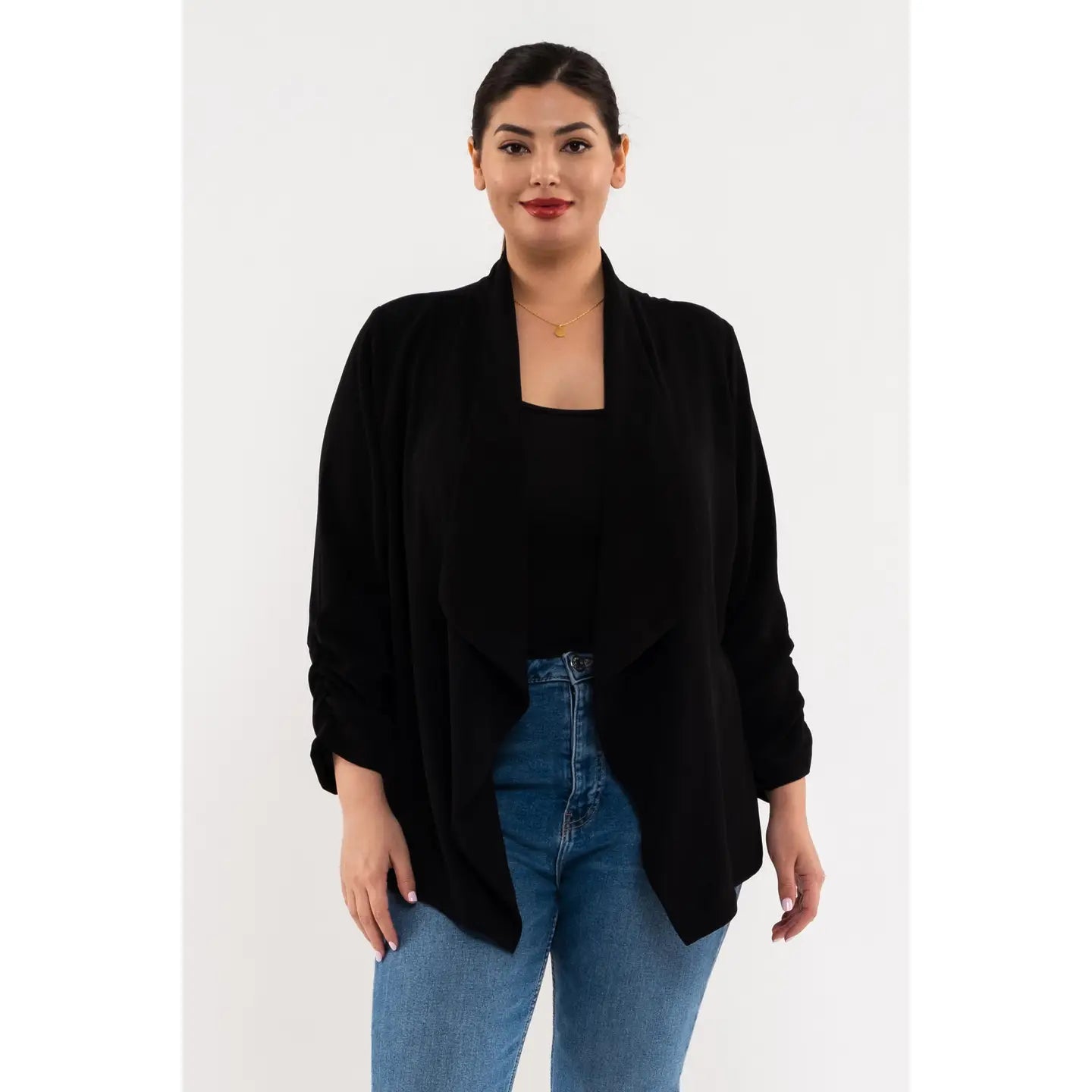 Rouched 3/4 Sleeve Blazer