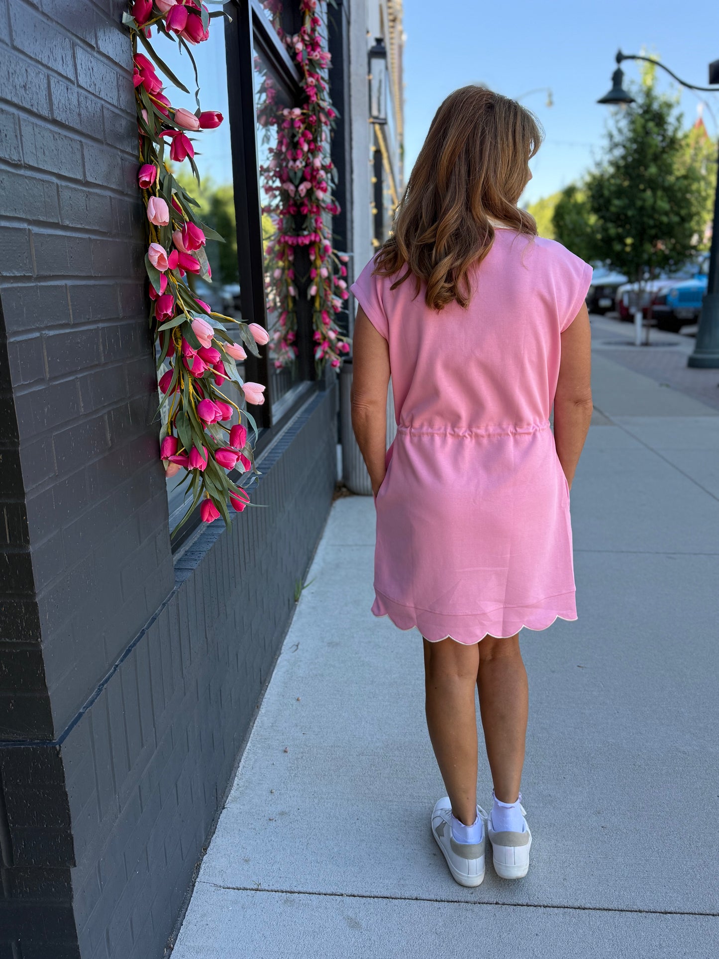 Bubble Gum Scalloped Athletic Dress