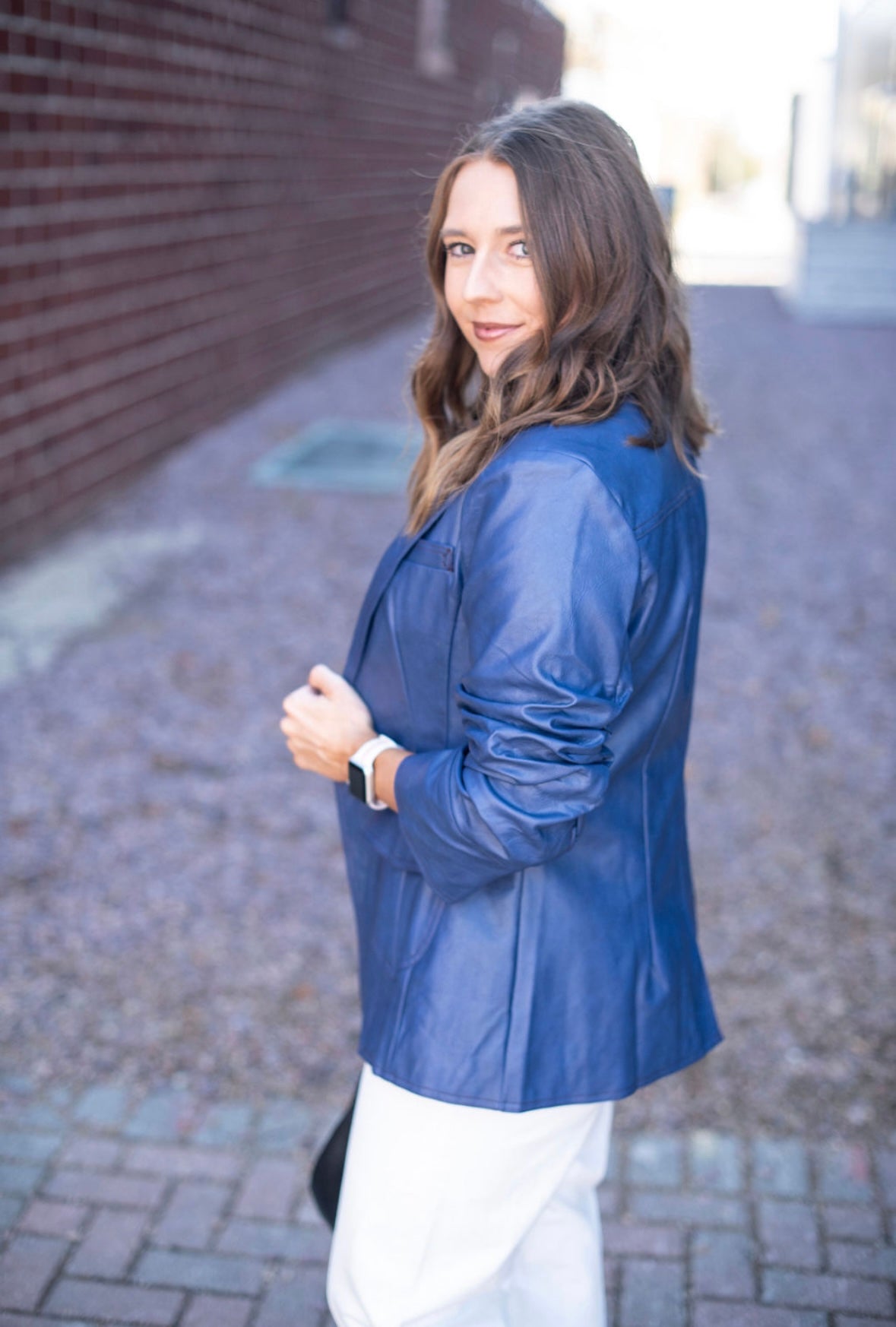 Deep Blue Leather Blazer