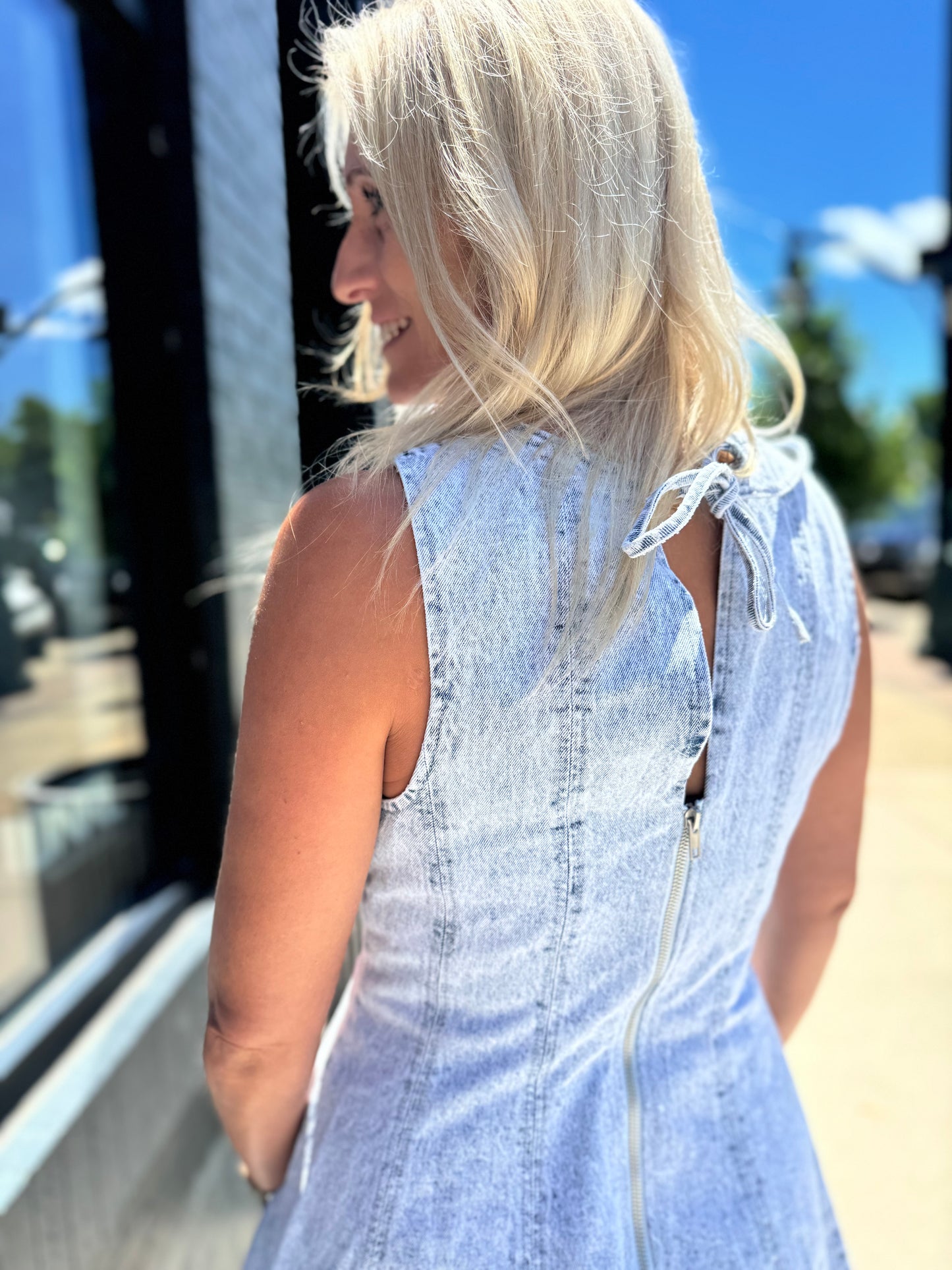 Light Denim Flare Romper