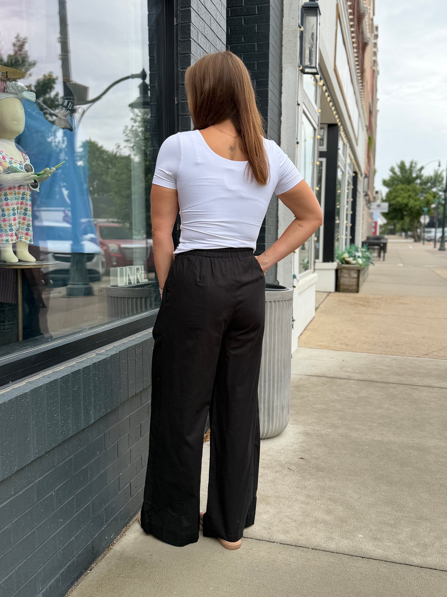 Black Wide Leg Elastic Pants