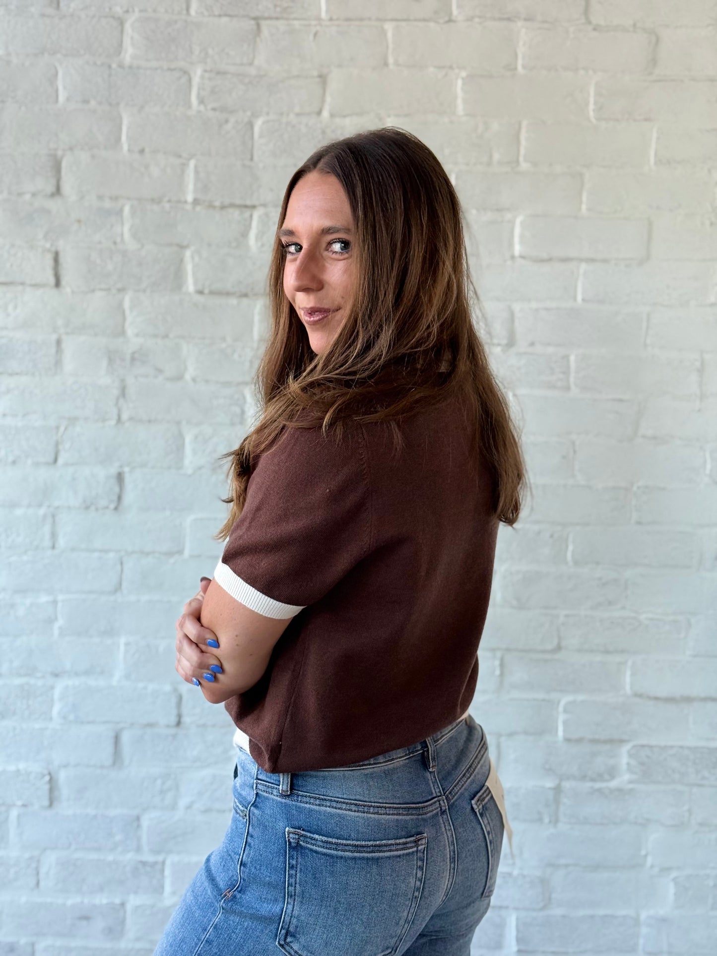 Brown SS Block Sweater