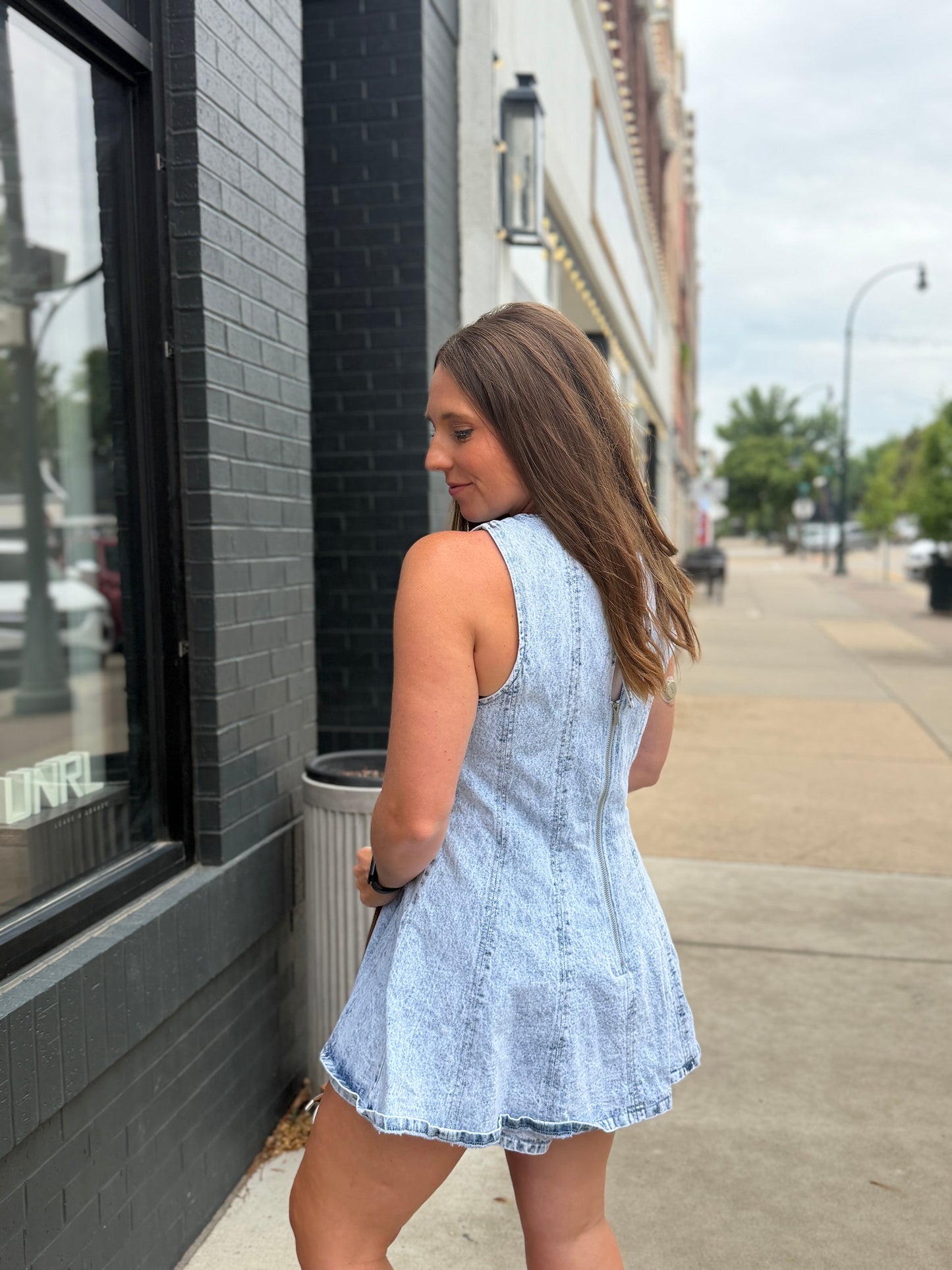 Light Denim Flare Romper