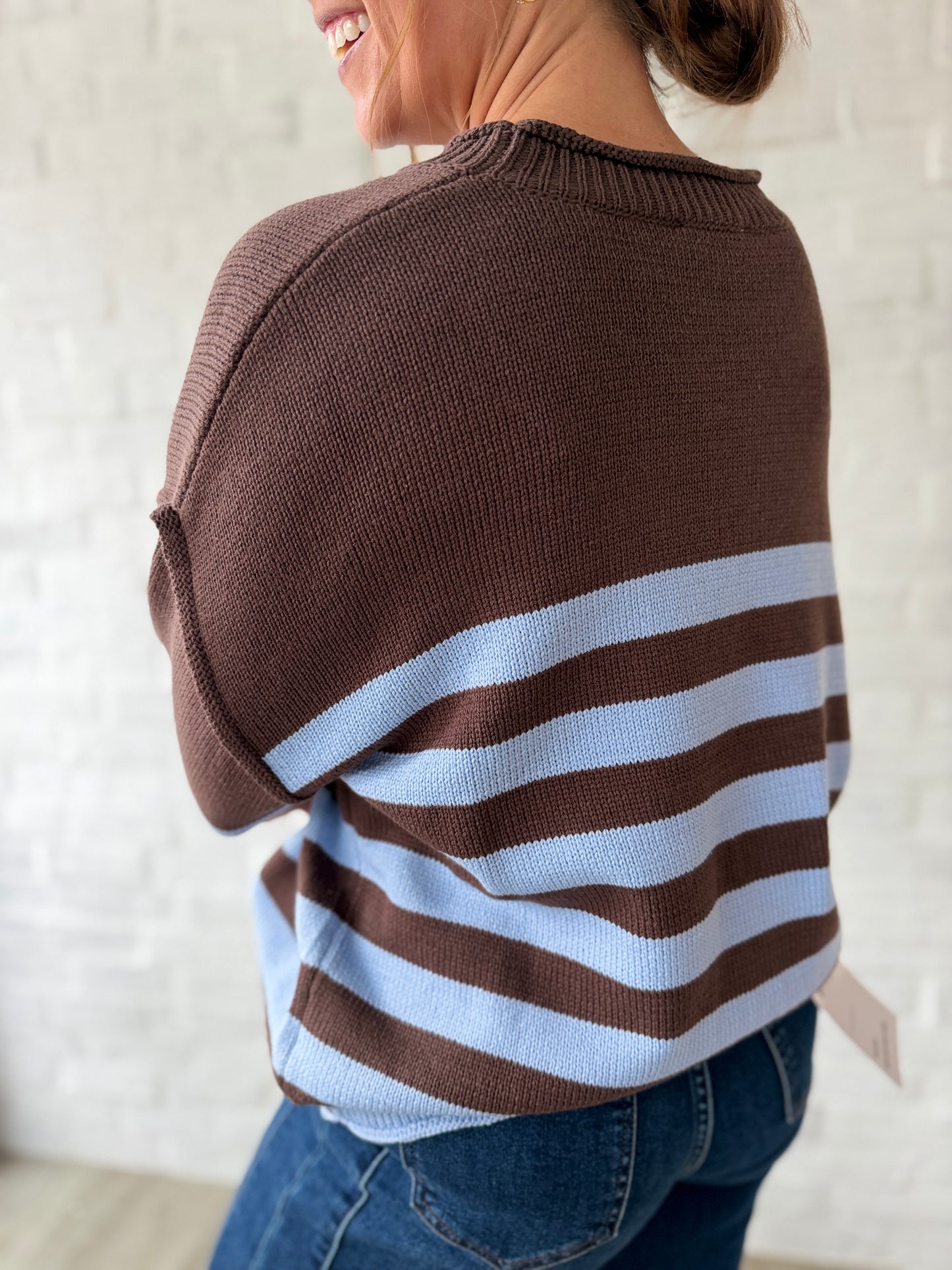 Brown + Blue Stripe Sweater