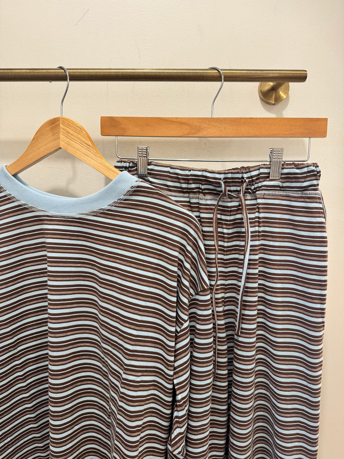 Brown + Blue Lightweight Crew + Pants Set