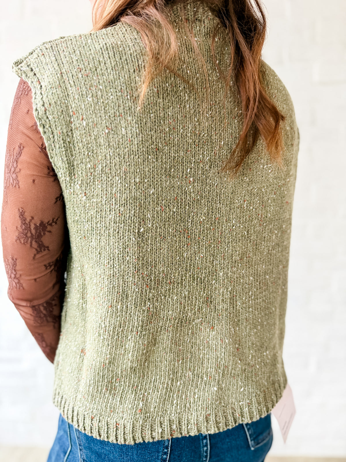 Olive Knit Mock Neck Sweater Vest