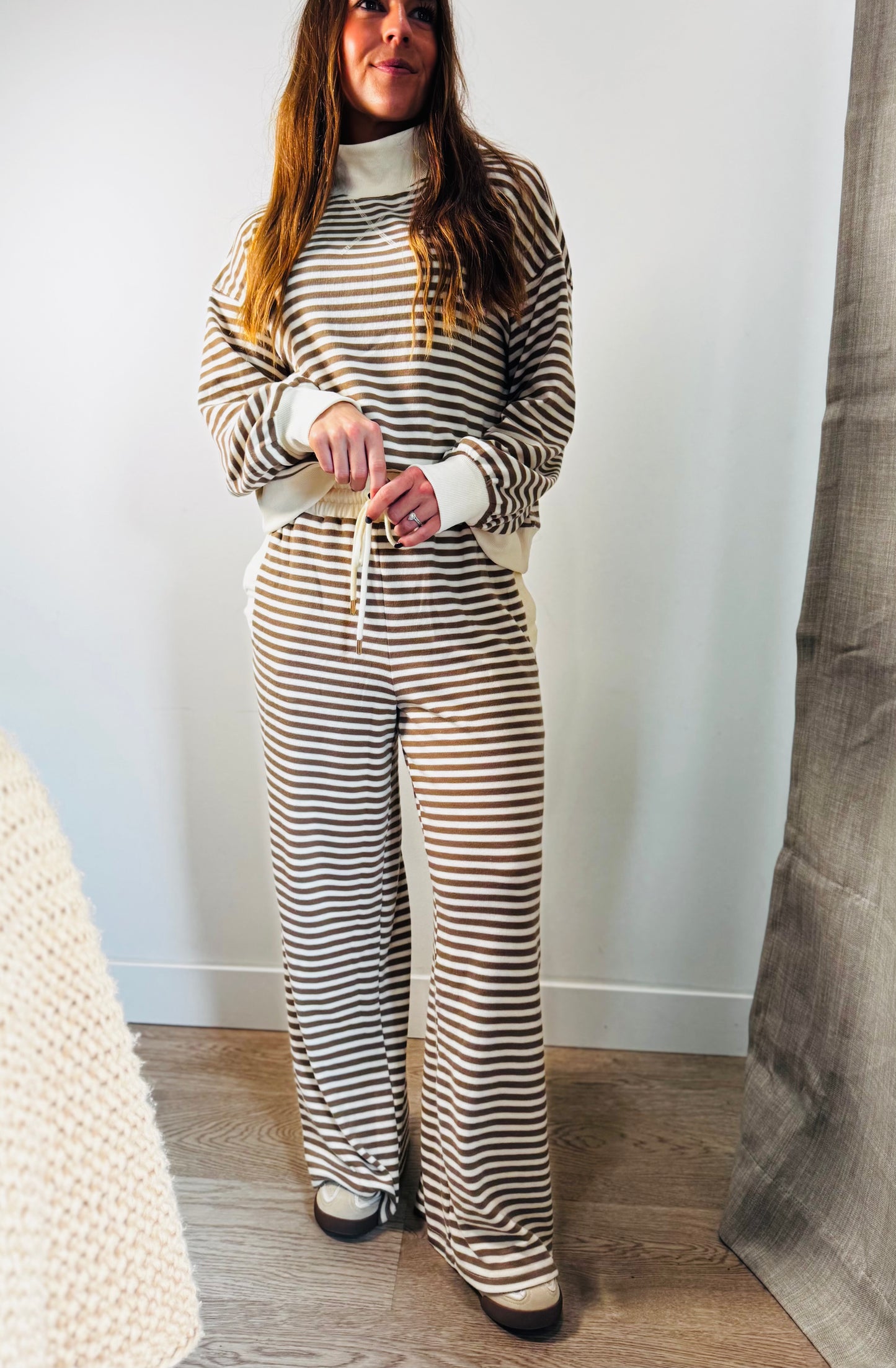 Cream + Taupe Mockneck Top