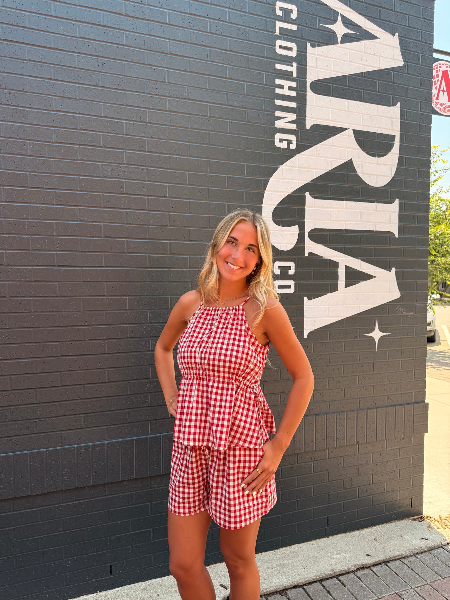 Red Gingham Halter + Shorts Set
