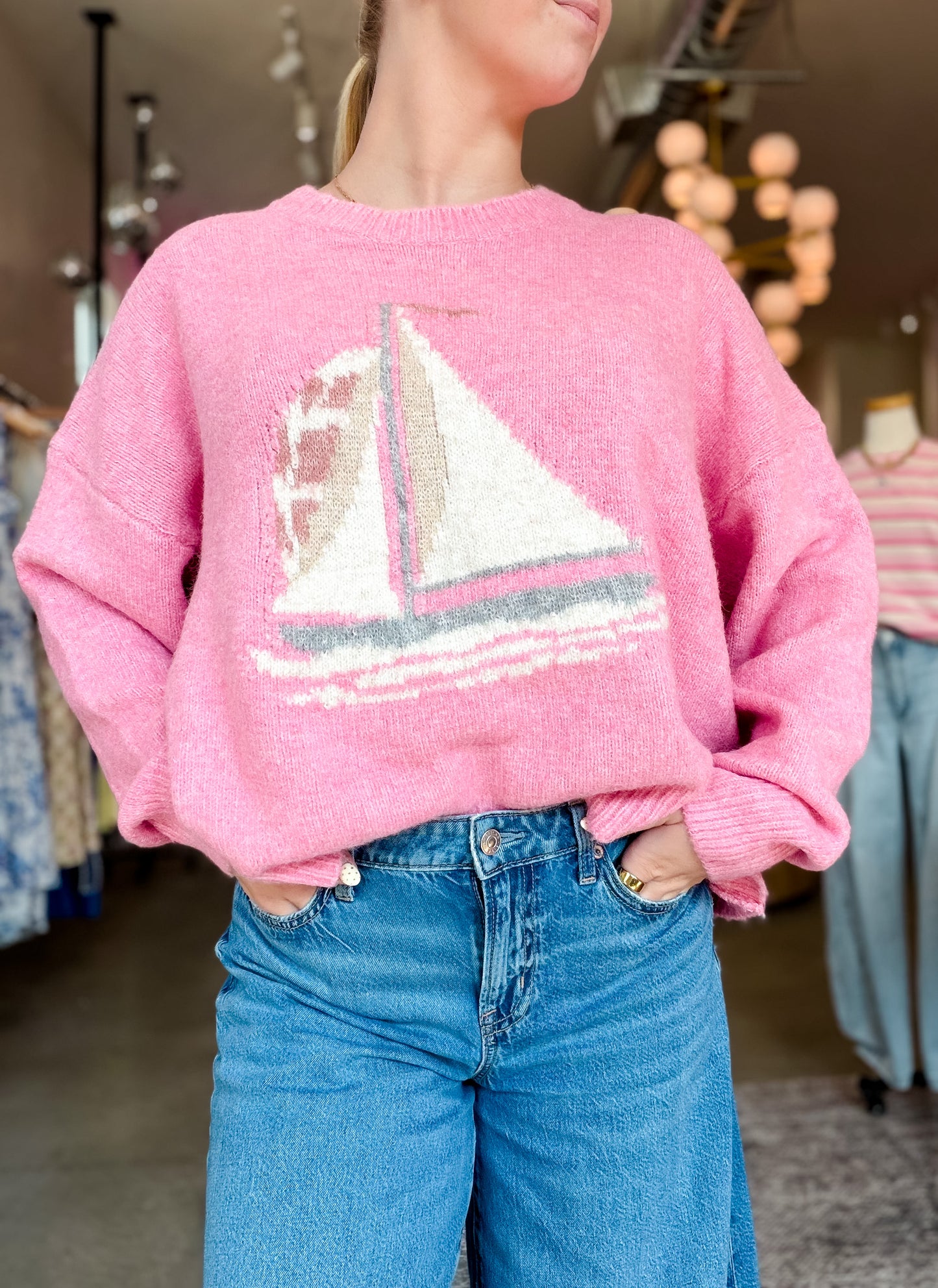 Pink Sailboat Sweater