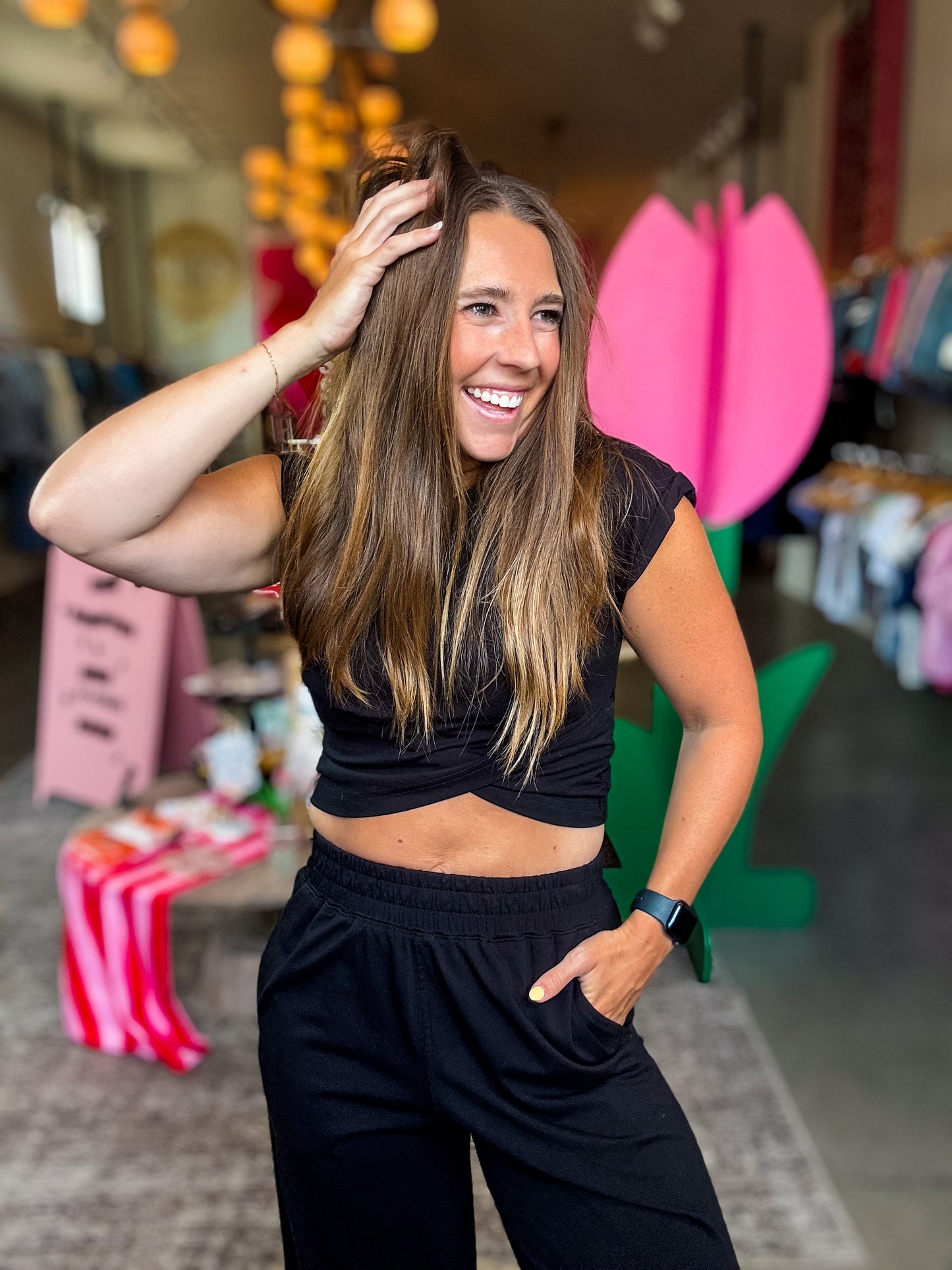 Black Jogger + Crop Shirt Set
