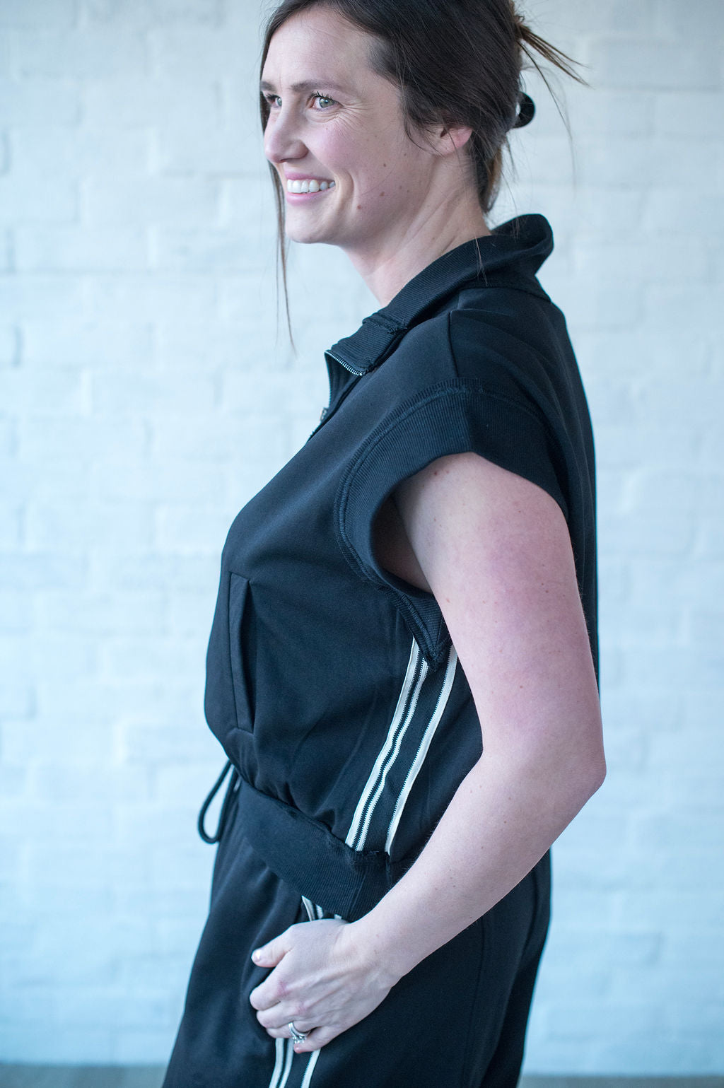 Black Sweat Suit SS Top