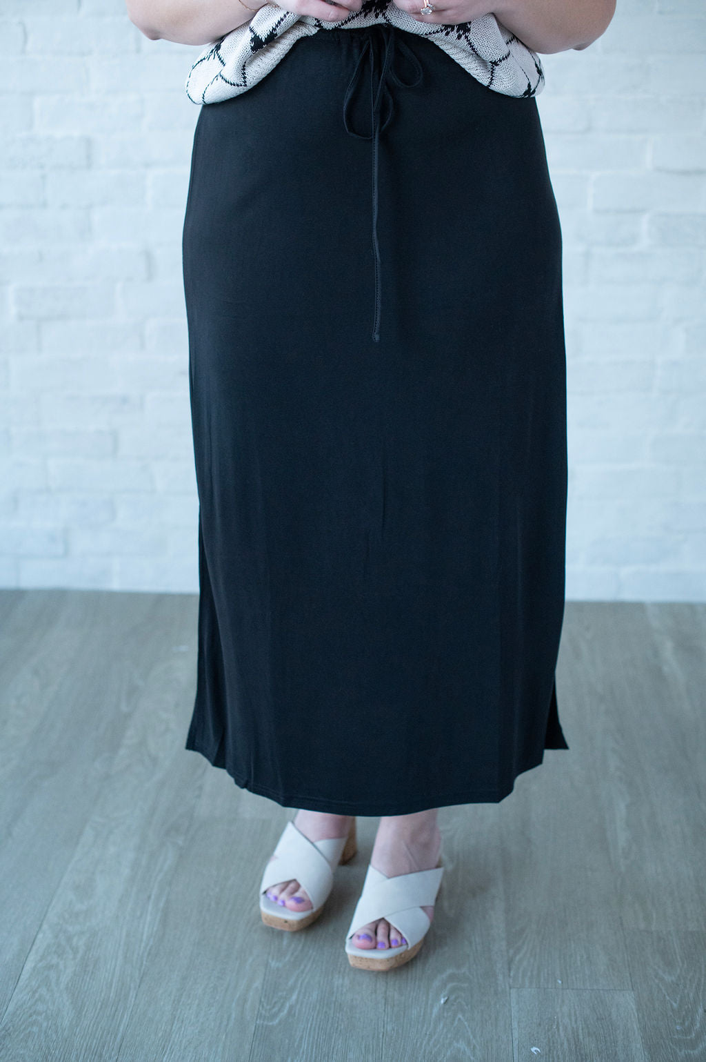 Black Midi Spandex Skirt