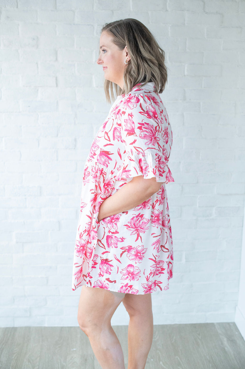 Rose Pink Floral Mini Dress