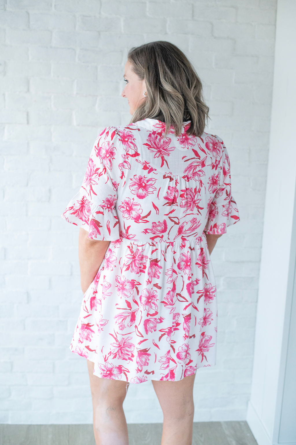 Rose Pink Floral Mini Dress