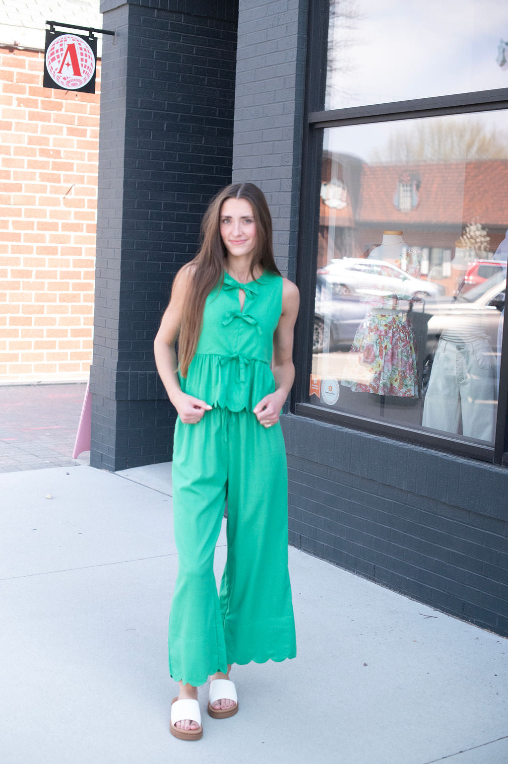 Green Scalloped Trouser Pants