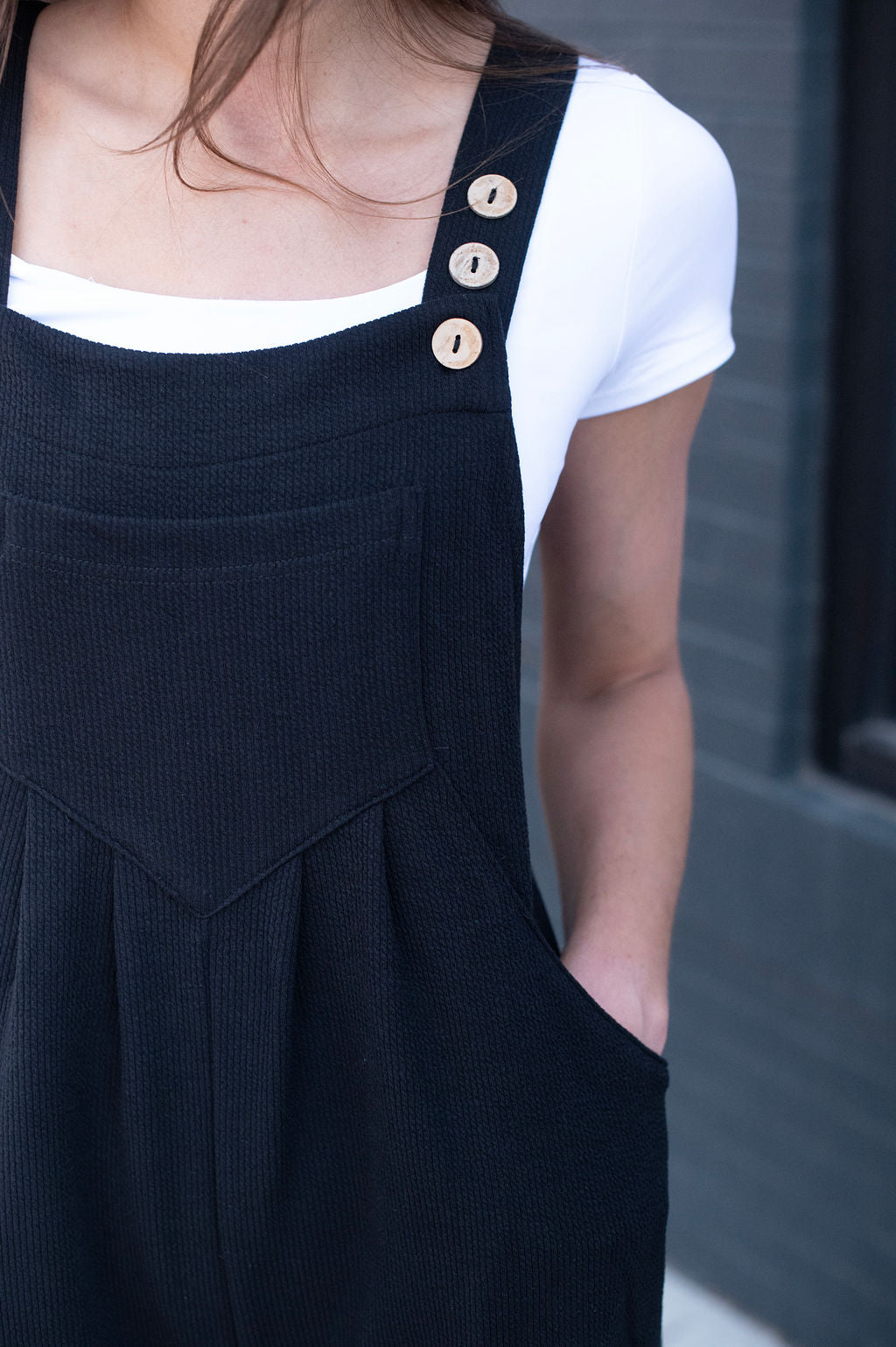 Black Linen Adjustable Romper