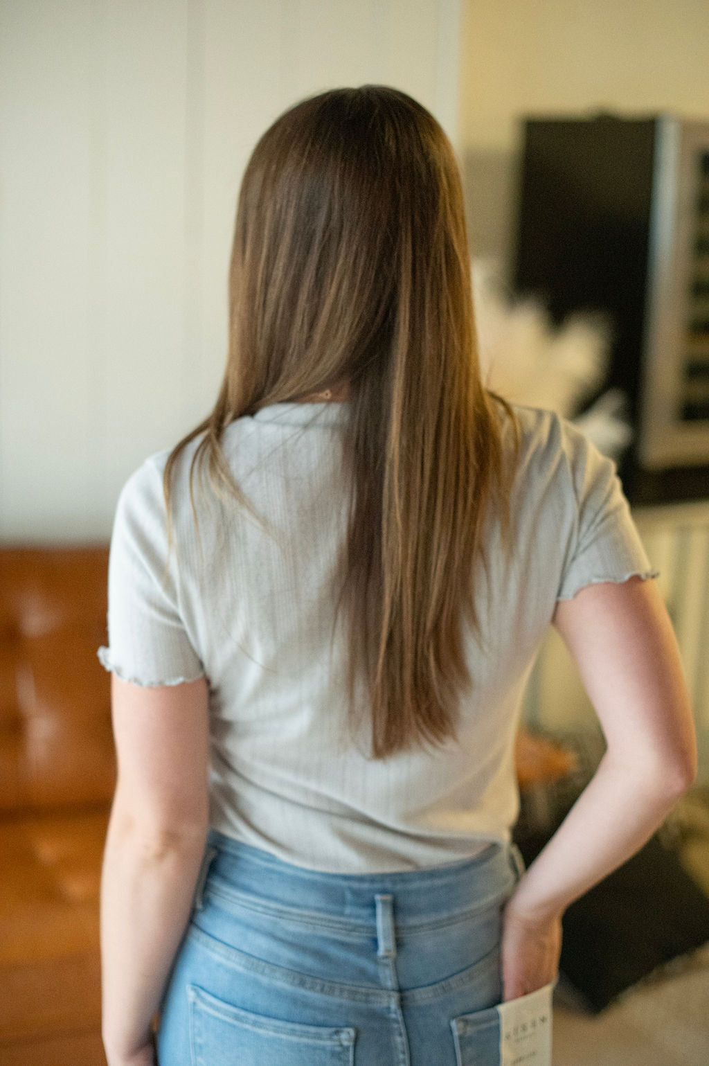 Gray Lettuce Scalloped Tee