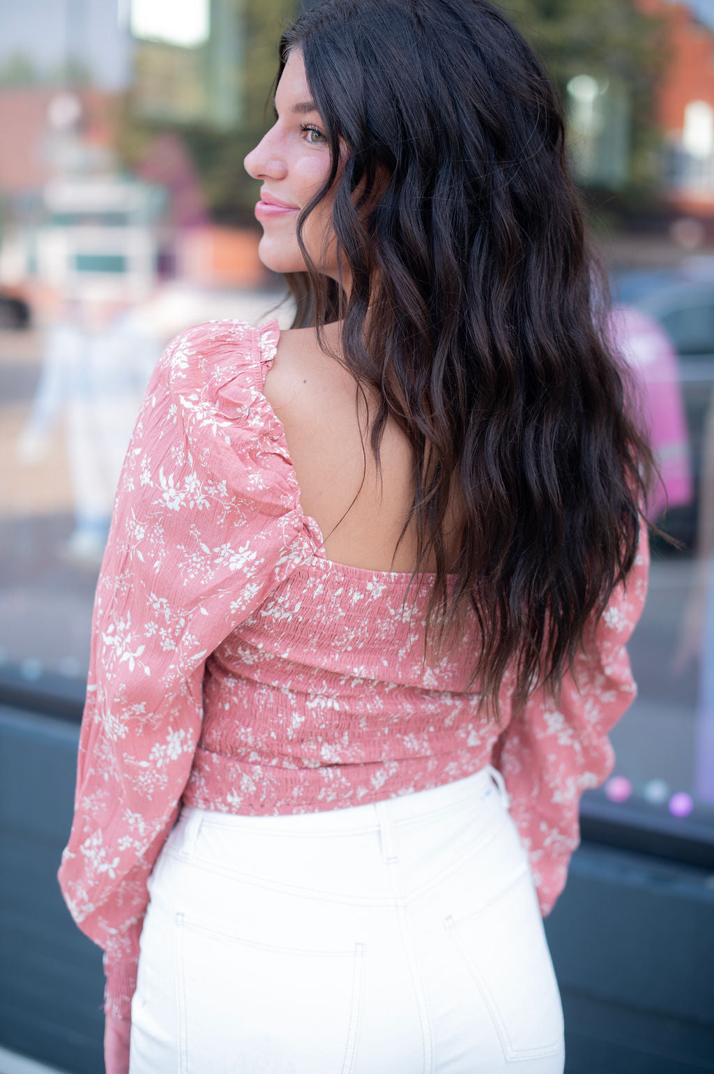 Rose Floral Square Neck Blouse