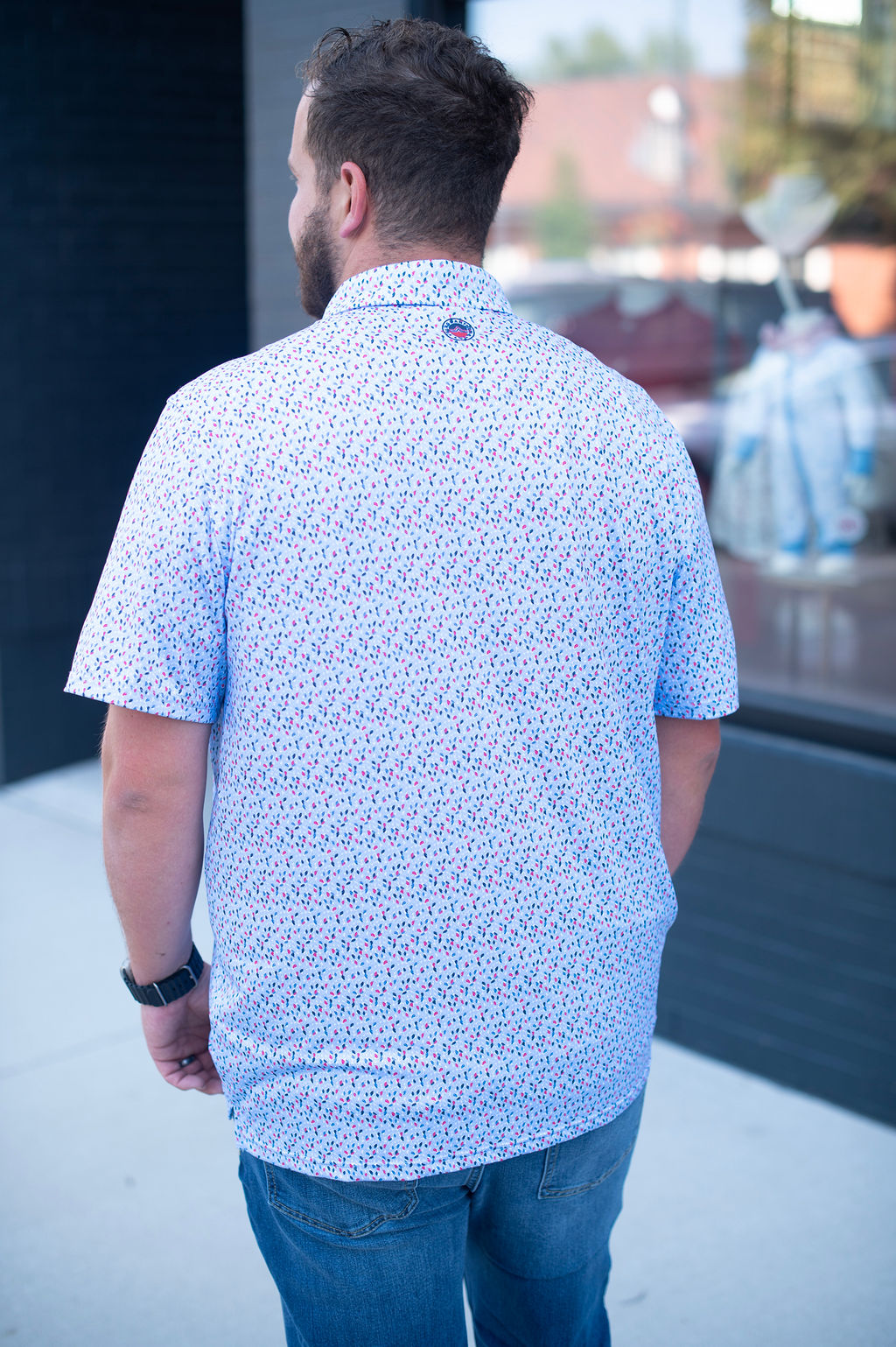 Flag + Anthem Santee Fern Blue Performance Polo