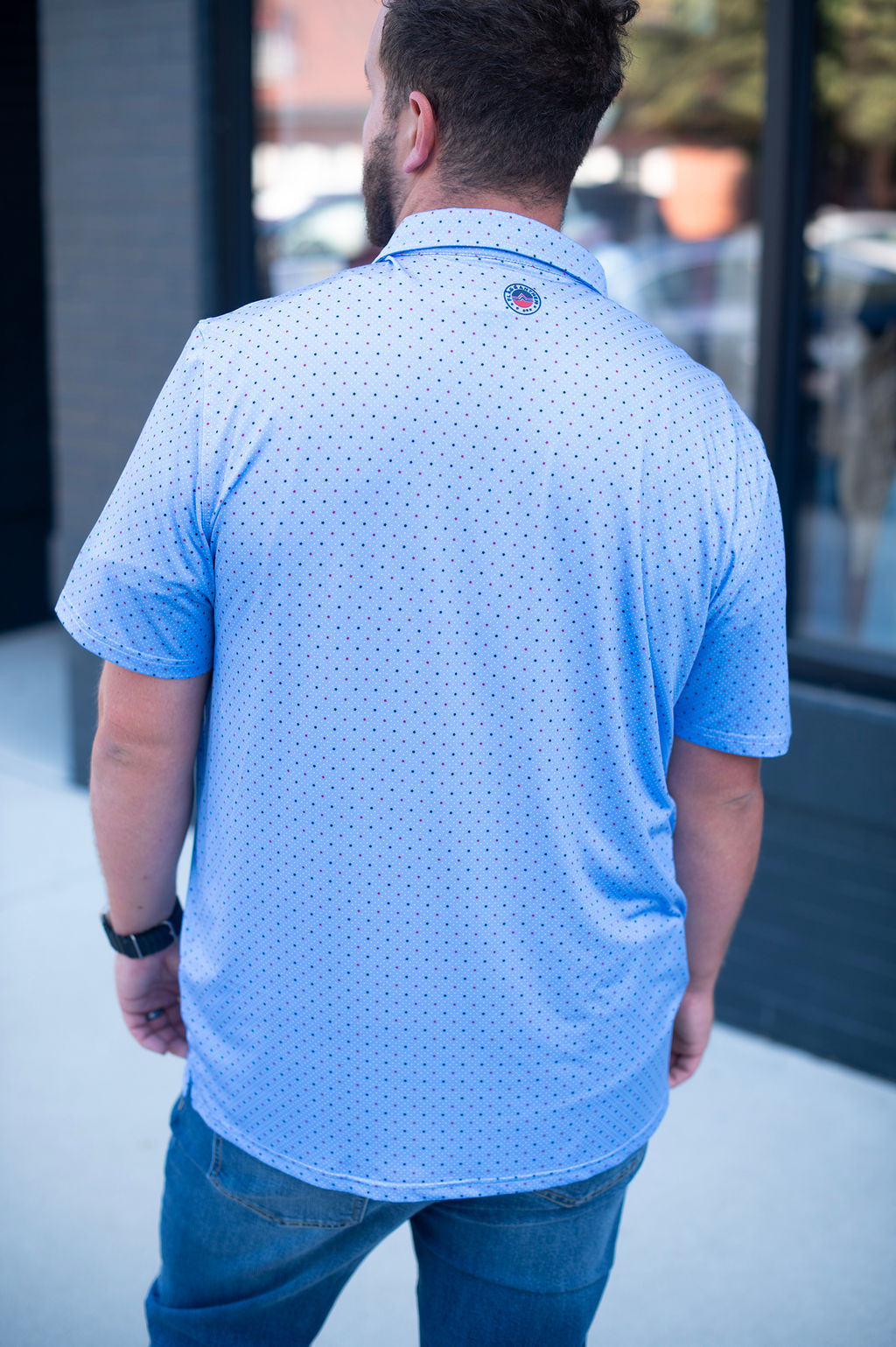 Flag + Anthem Blue Star Dot Performance Polo