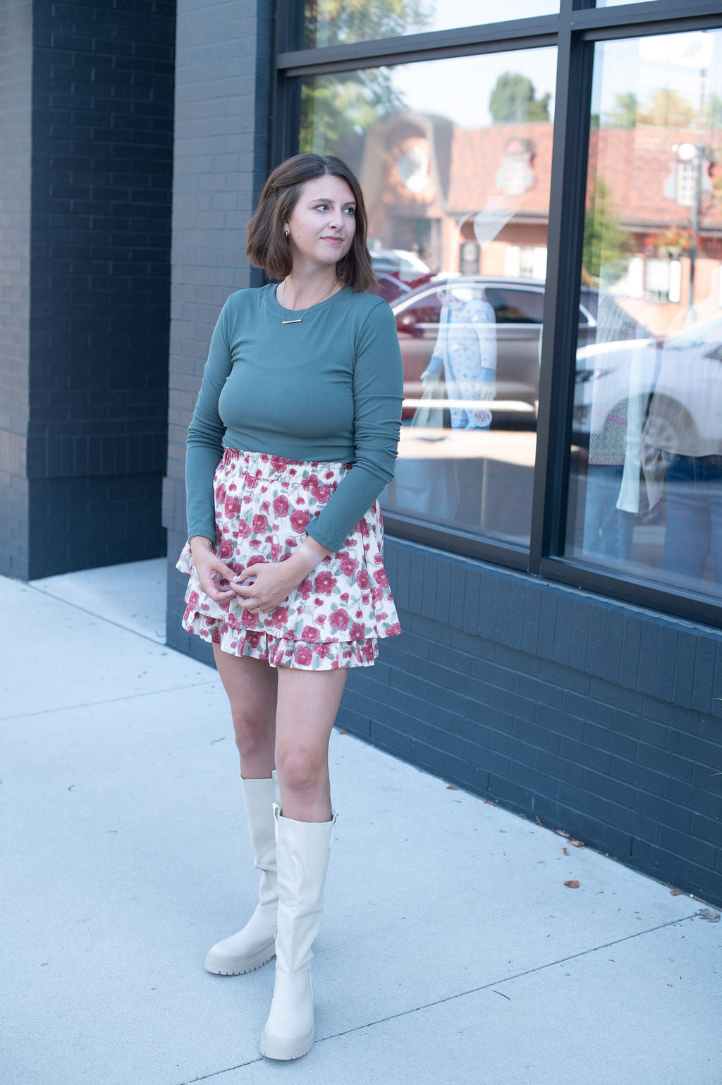 Floral Print Layered Ruffle Hem Mini Skirt