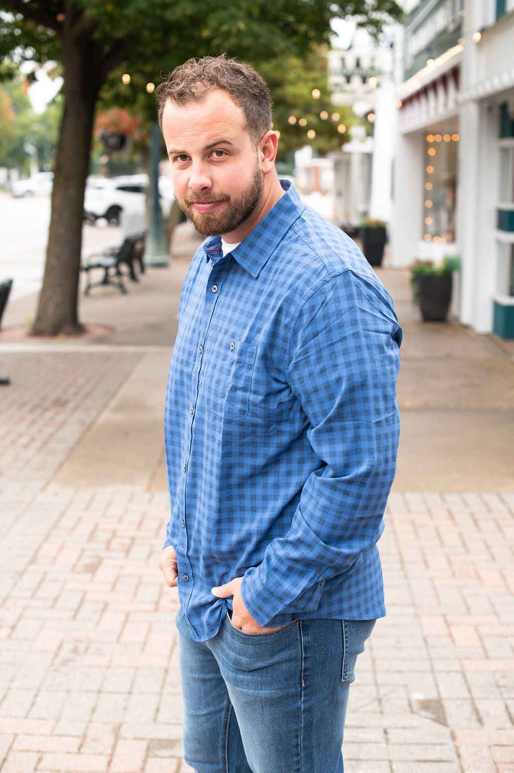 Flag + Anthem Blue Plaid Westerly Button Down