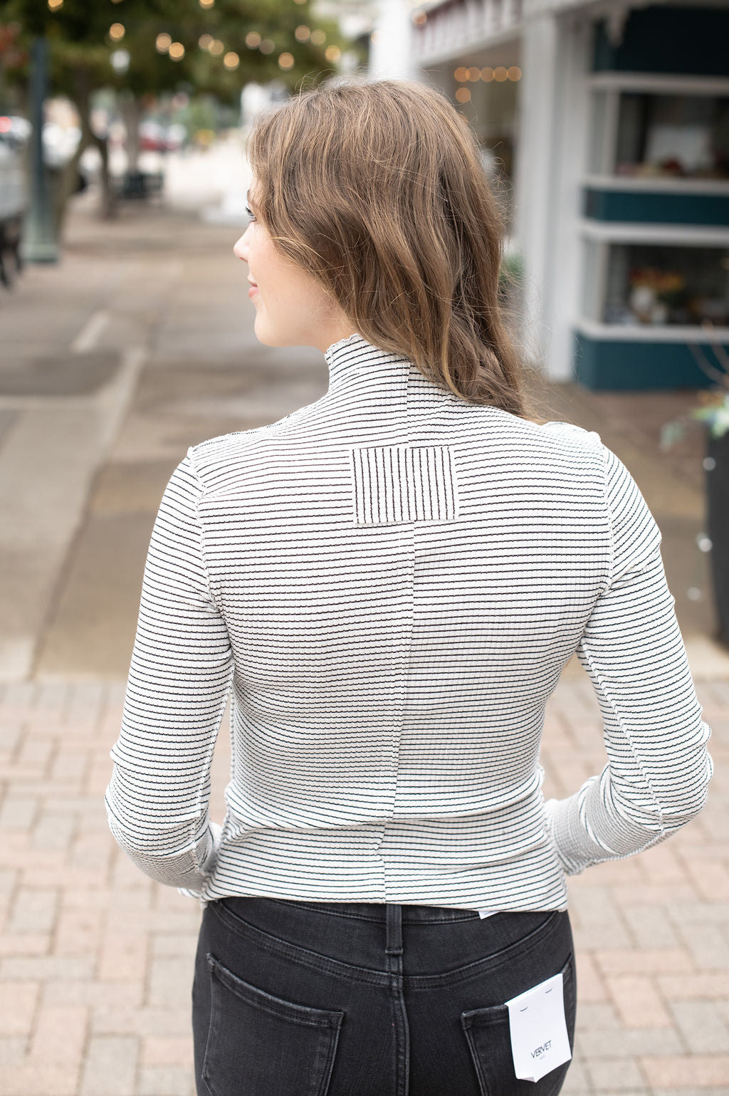 White Stripe Long Sleeve Layering Top