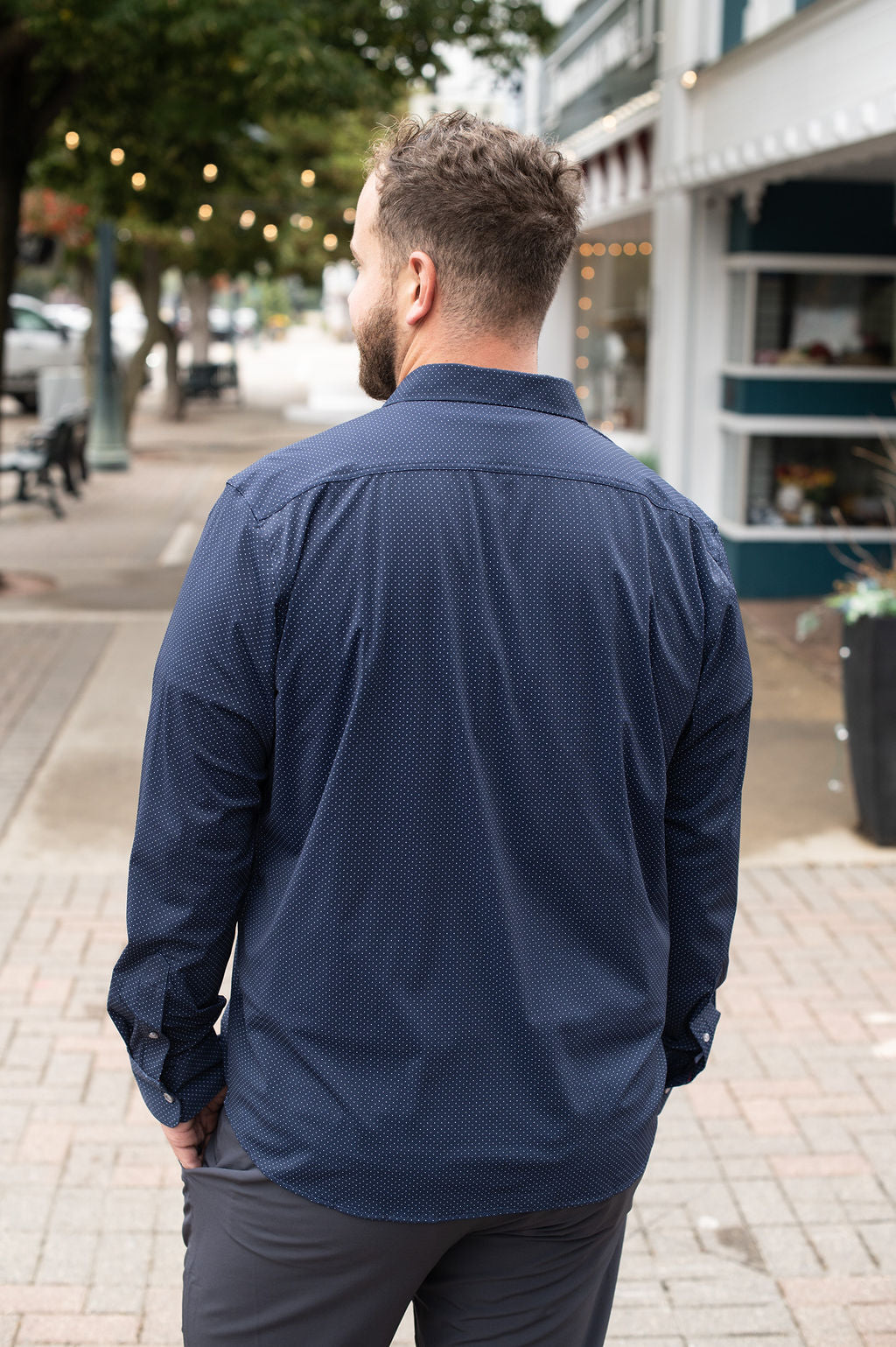 Flag + Anthem Loretto Navy Dot Button Down