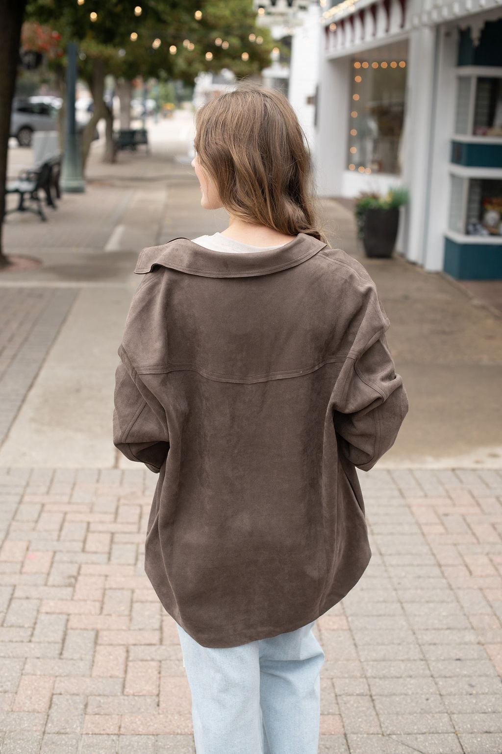 Brown Suede Oversized Shacket