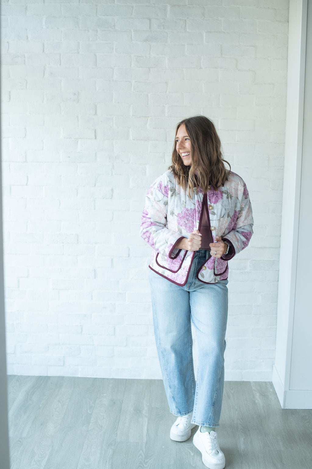 Mauve Floral Quilted Jacket