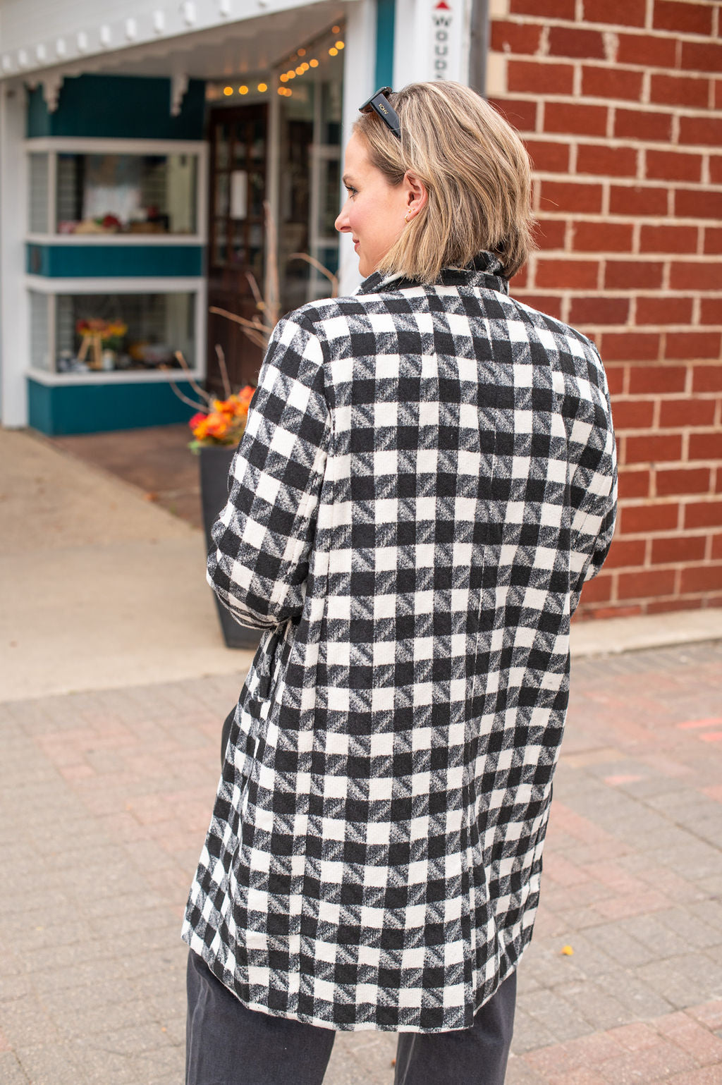 B+W Textured Tweed Coat