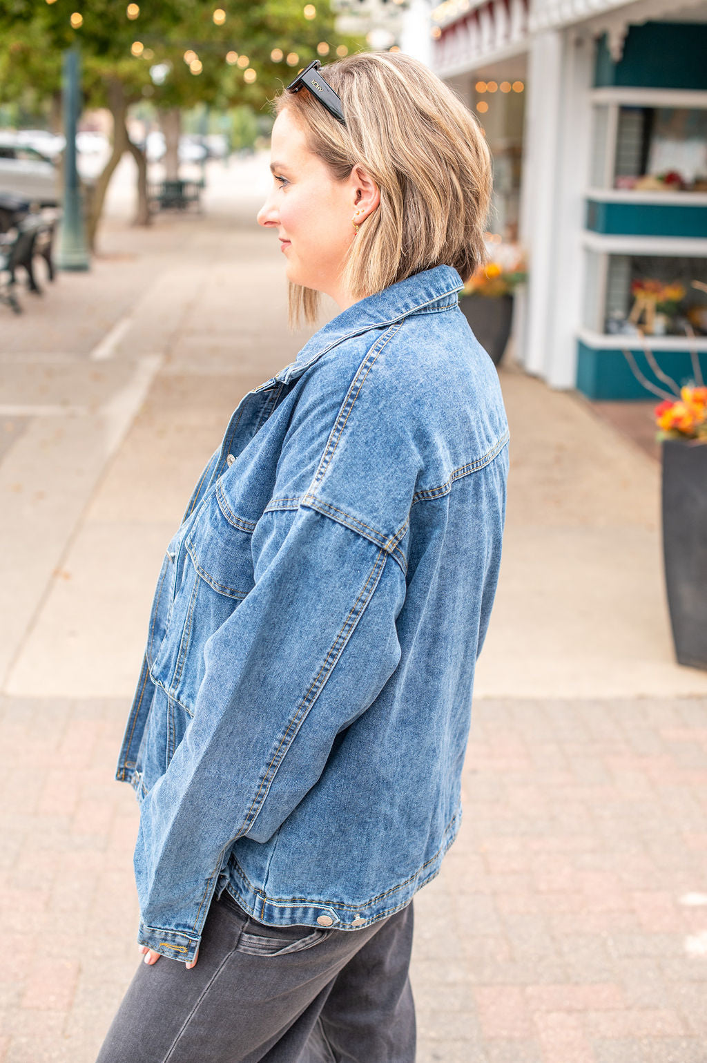 Patch Pocket Oversized Denim Jacket