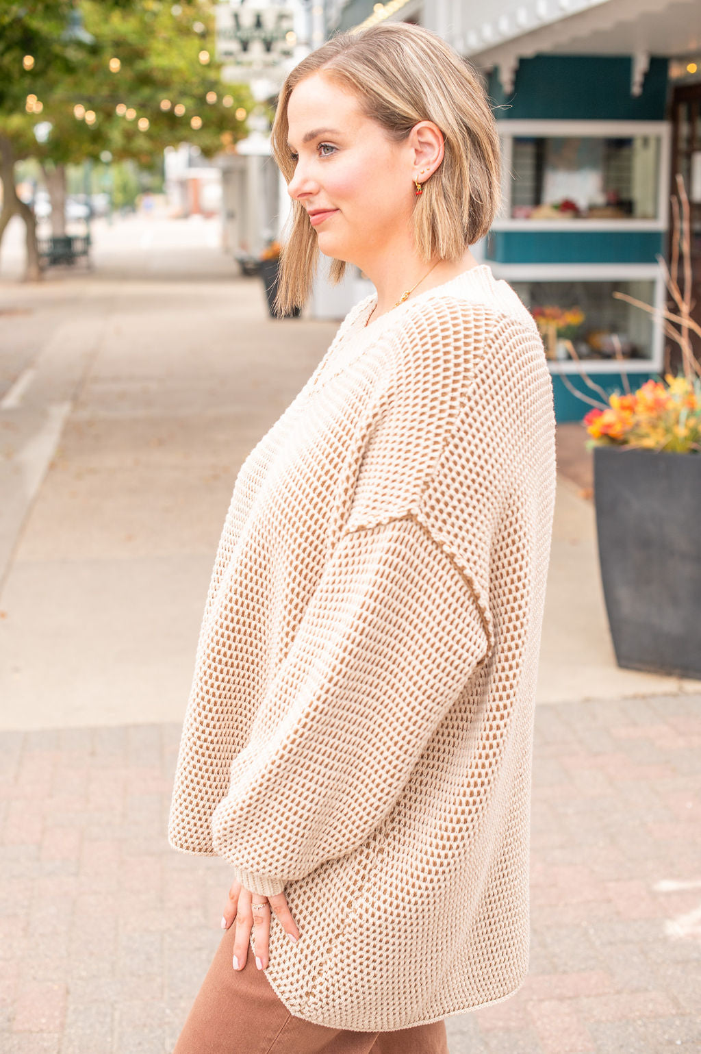 Oatmeal Oversized Two Tone Sweater