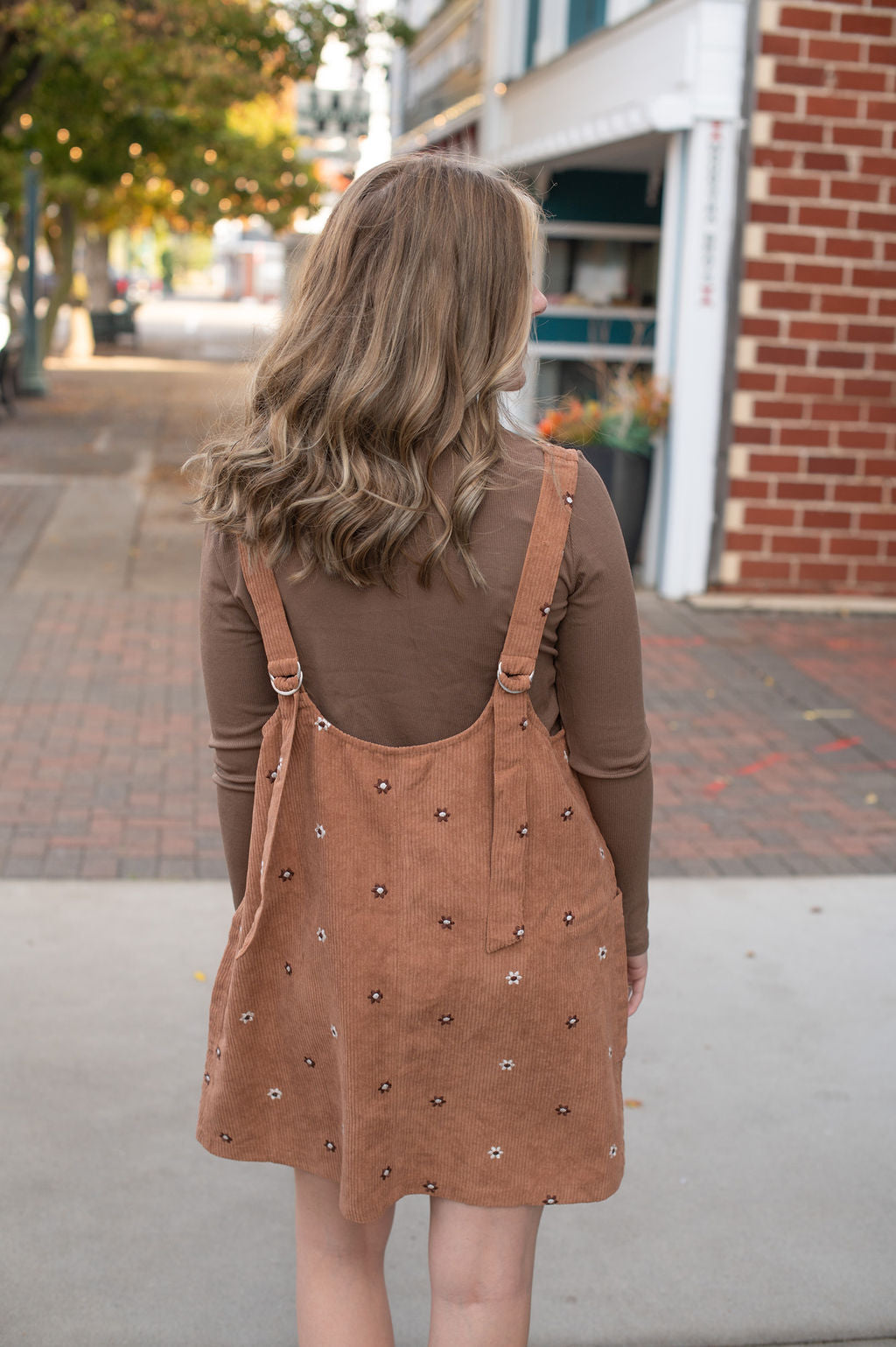 Caramel Floral Embroidried Dress