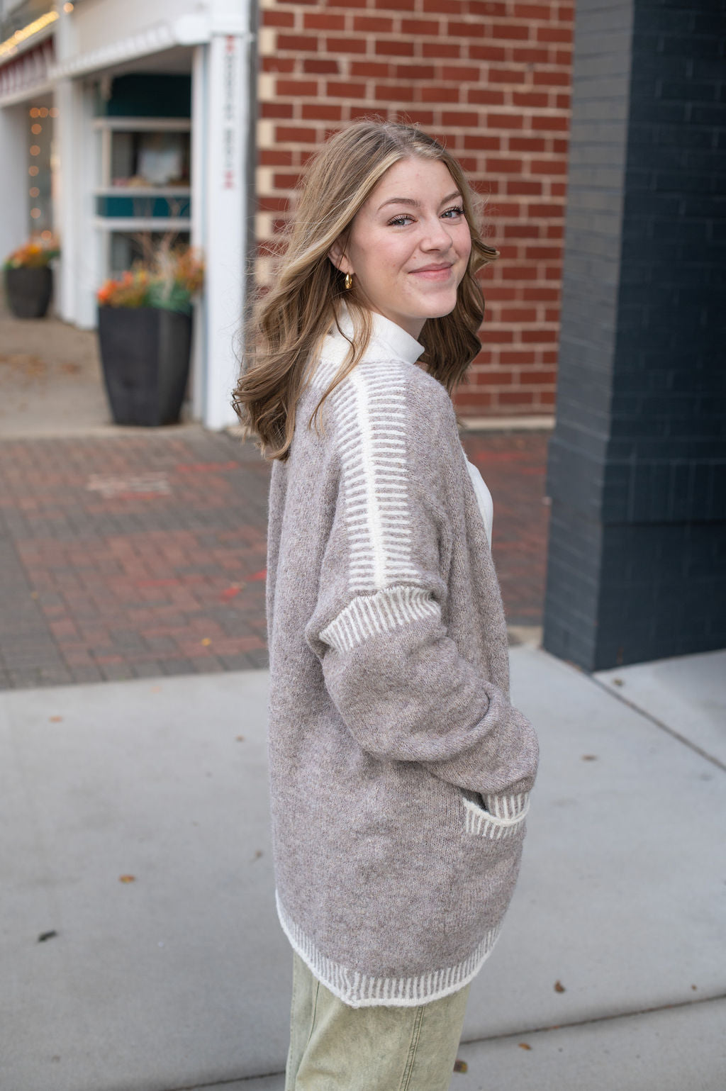 Khaki Relaxed Fit Cardigan