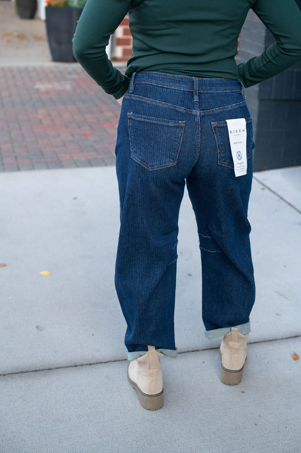 Risen Dark Slouchy Crop Barrel Jeans