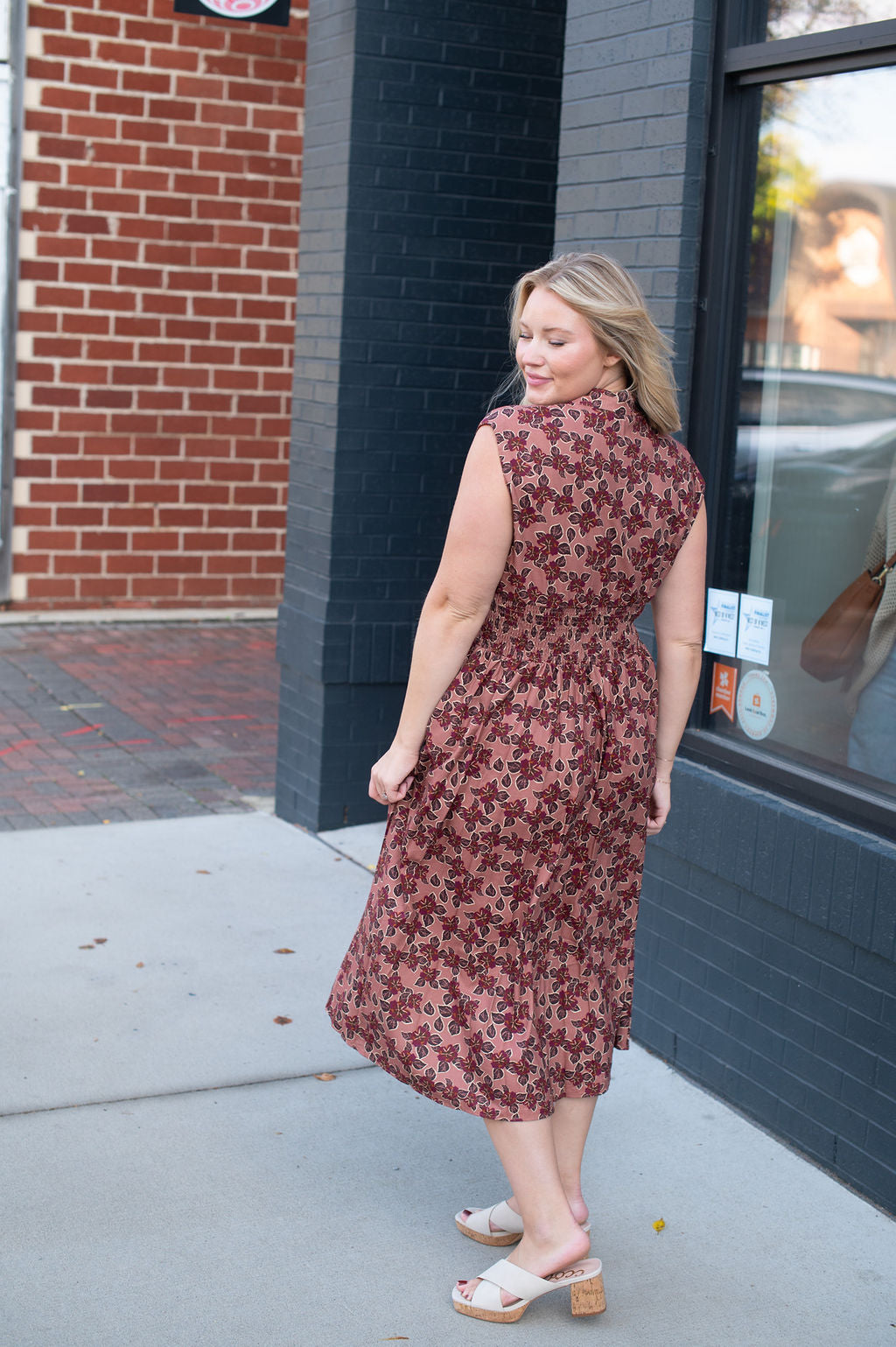 Dusty Wine Floral Zip Dress