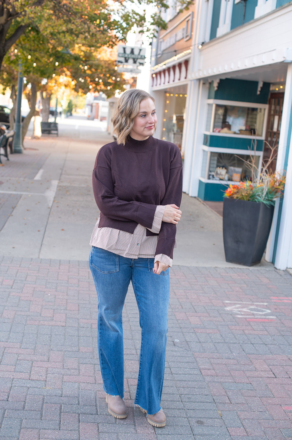 Chocolate Layered Sweater Blouse