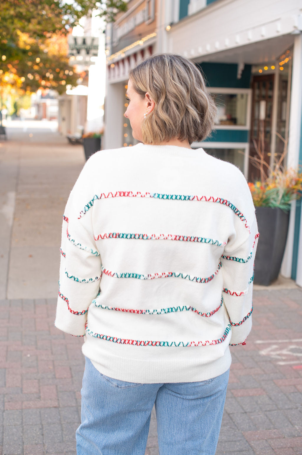 Multi Color Cross Stitch Sweater
