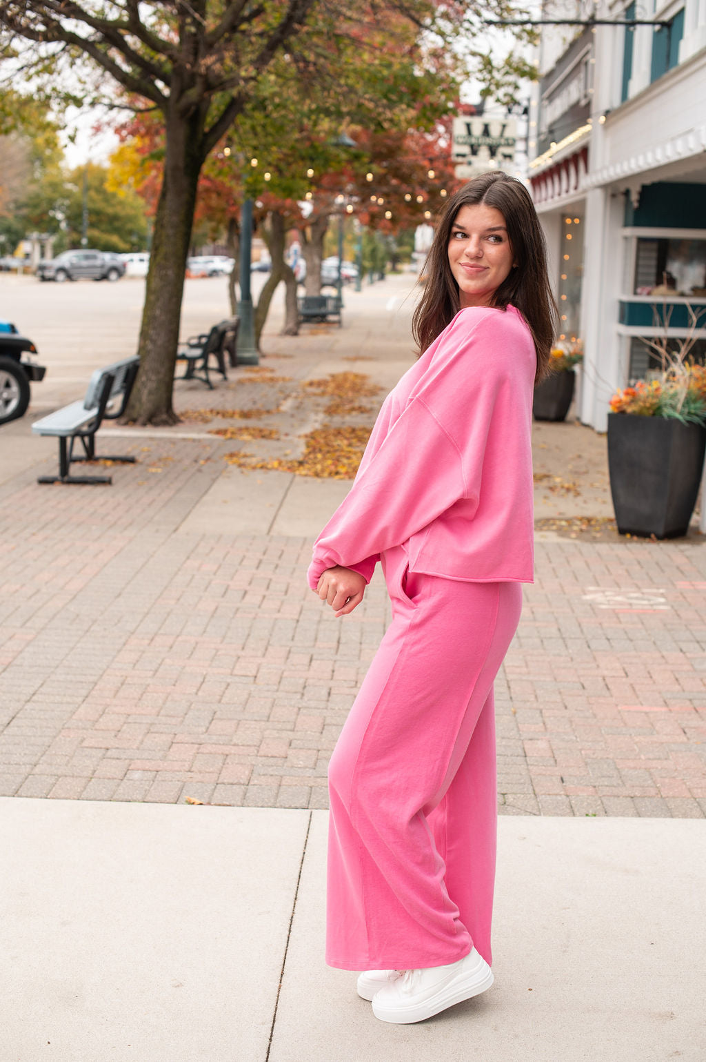 LS Hot Pink Crop Tee