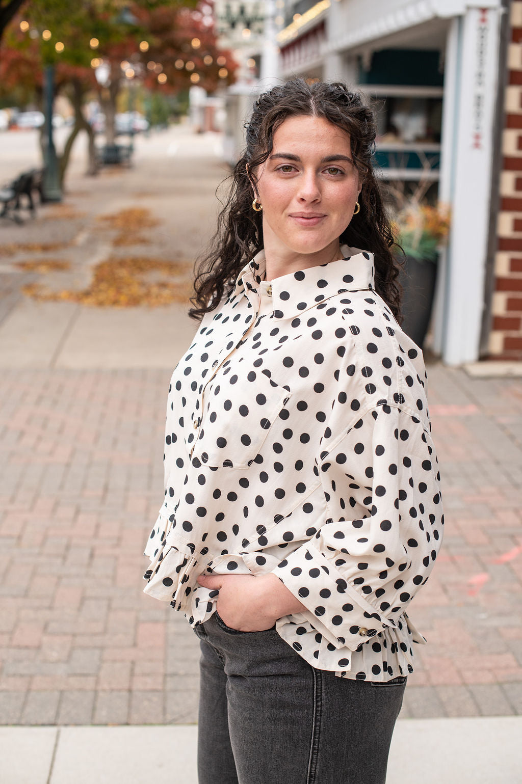 Cream Polka Dot Blouse
