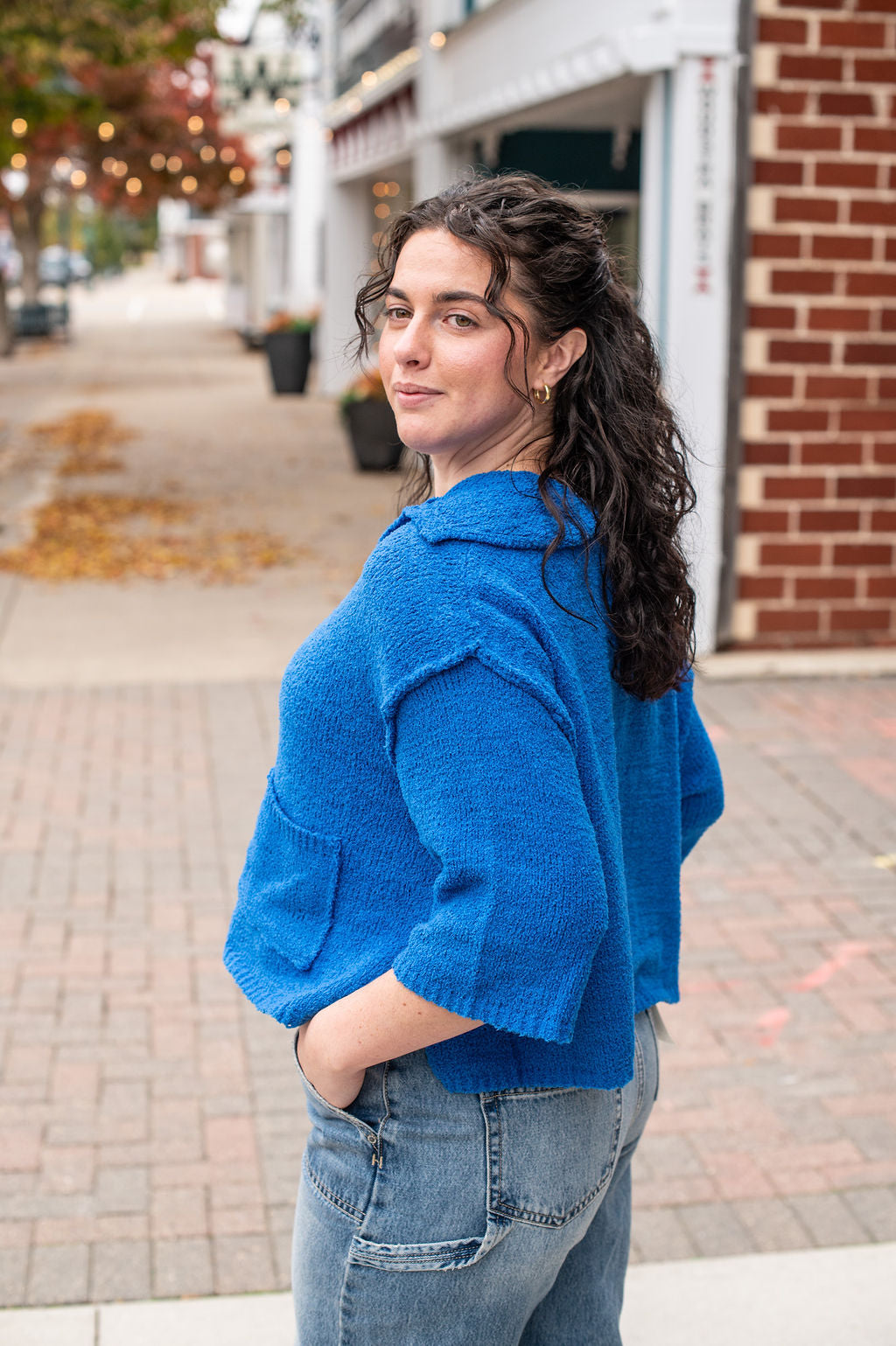 Sea Blue SS Slouchy Sweater
