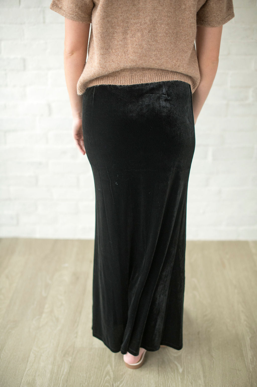 Black Velvet Midi Skirt