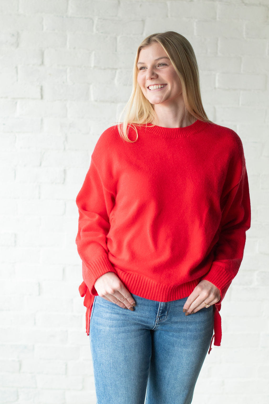 Red Bow Side Sweater