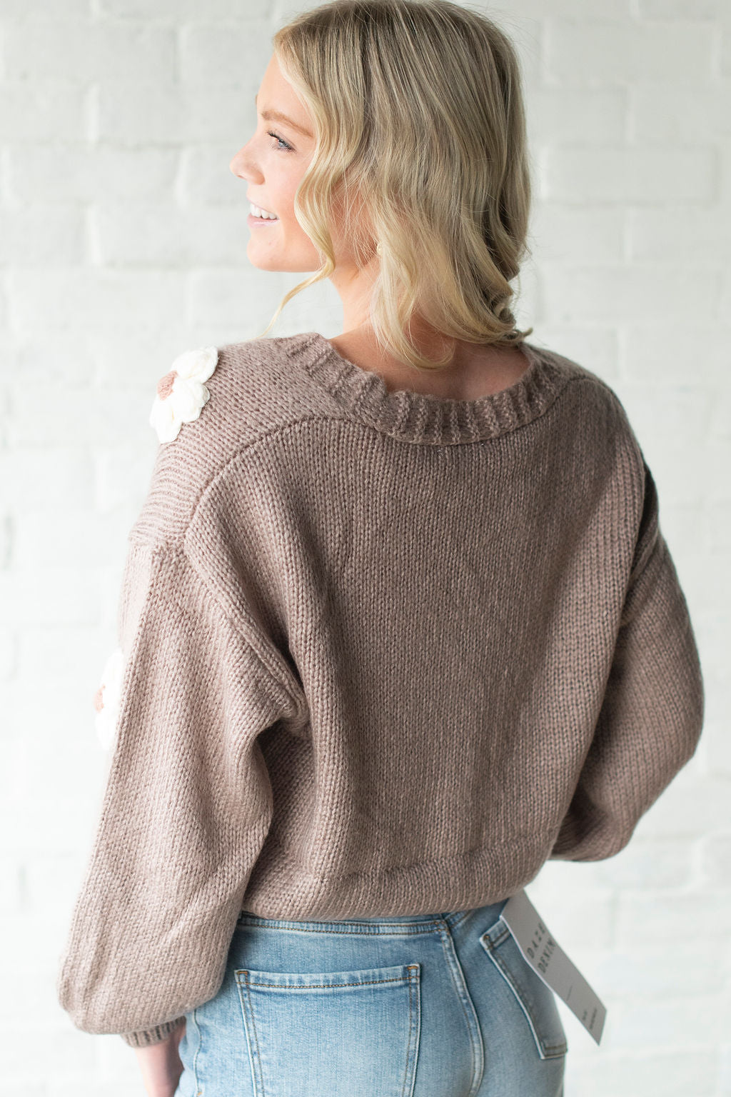 Khaki Floral Cardigan Sweater