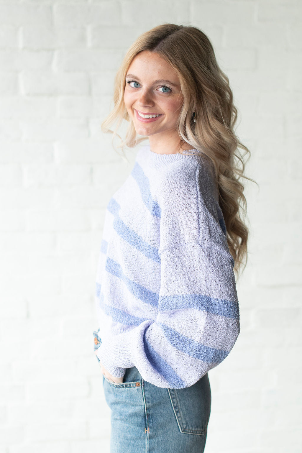 Lilac + Periwinkle Stripe Sweater